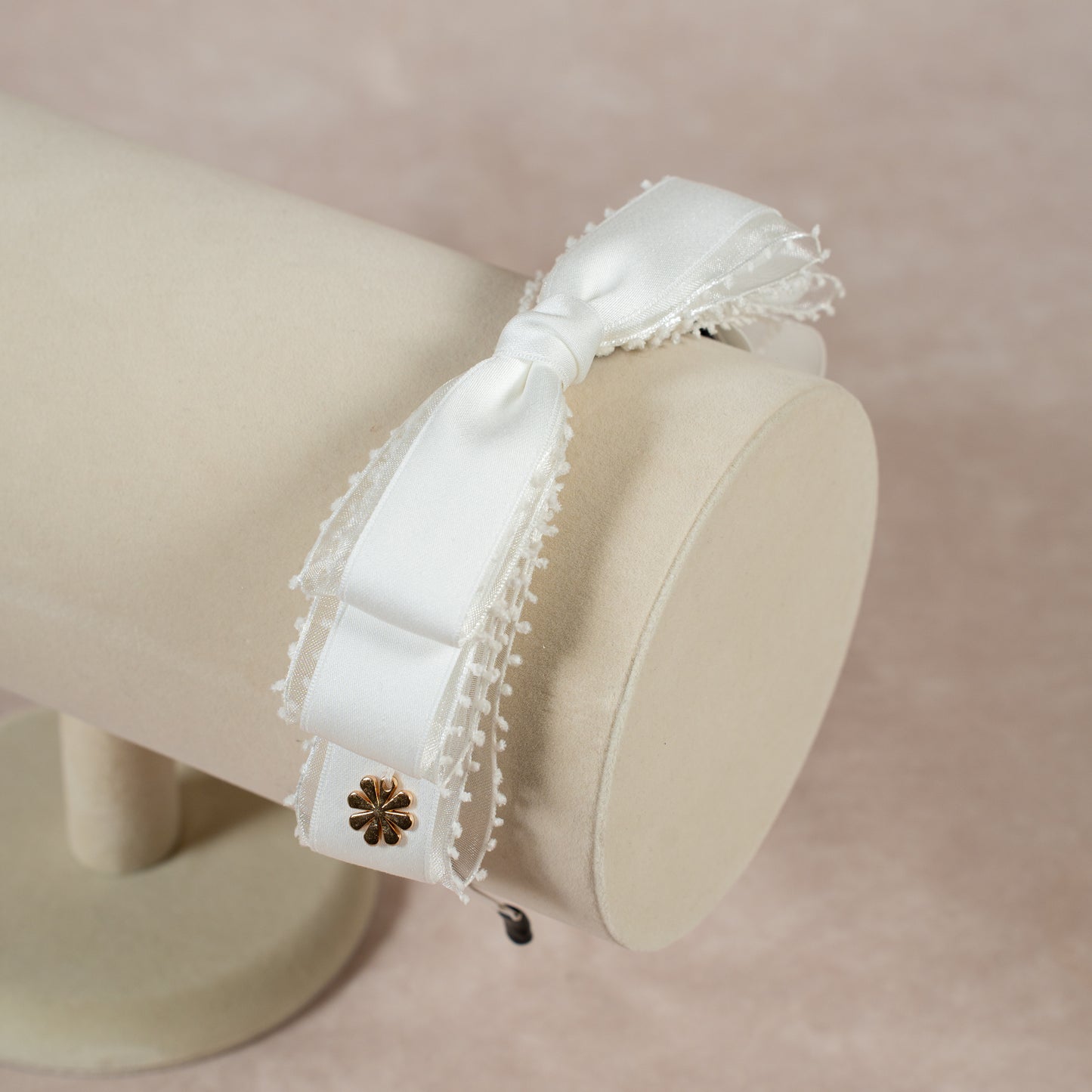 satin bow headband | white