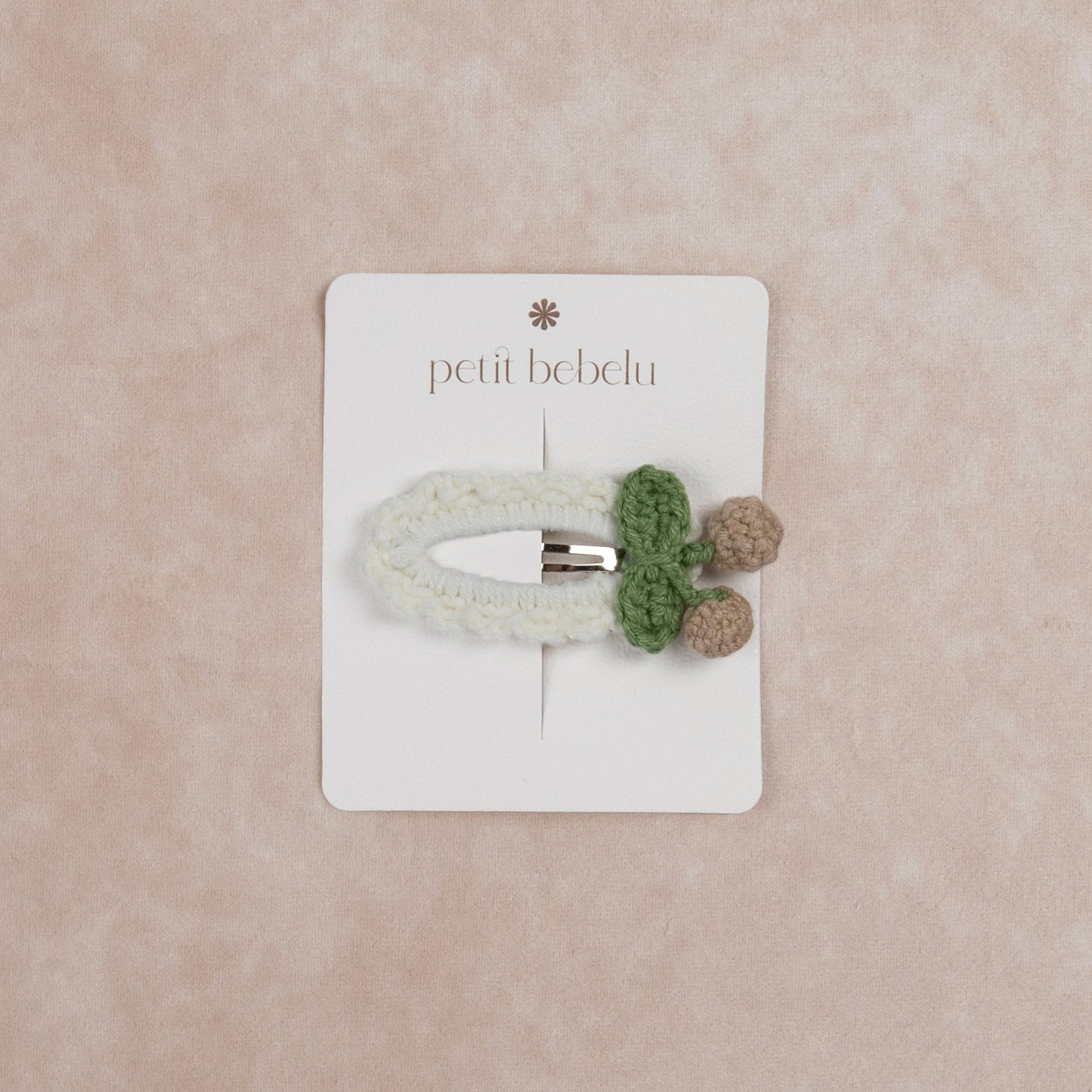 cherry crochet hair clip | sand