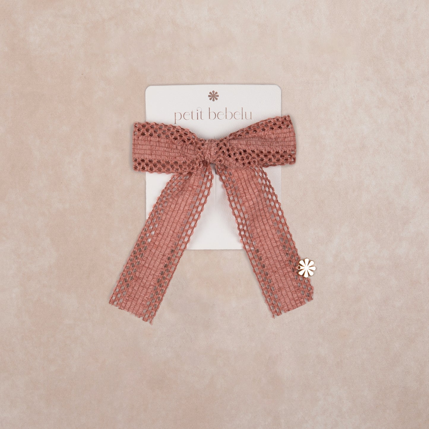 small lattice corduroy bow | mauve