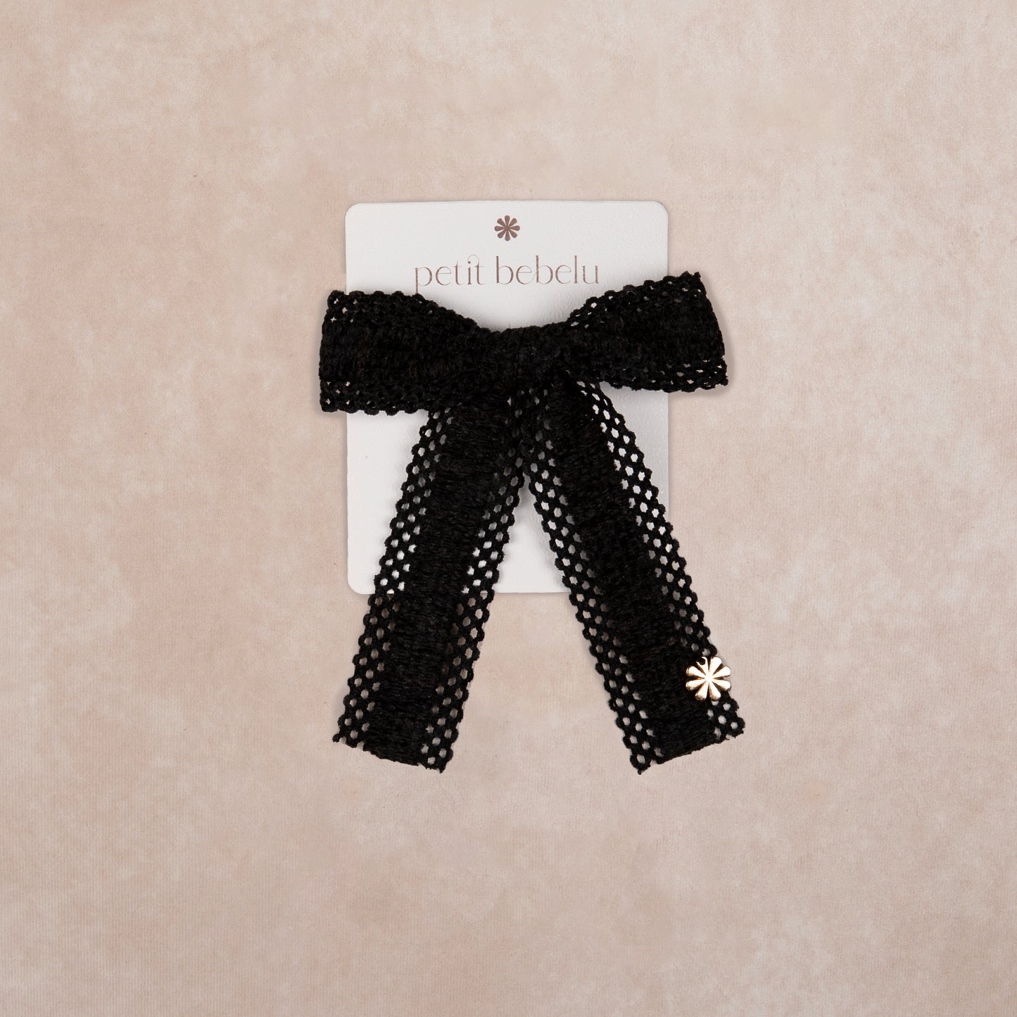 small lattice corduroy bow | black