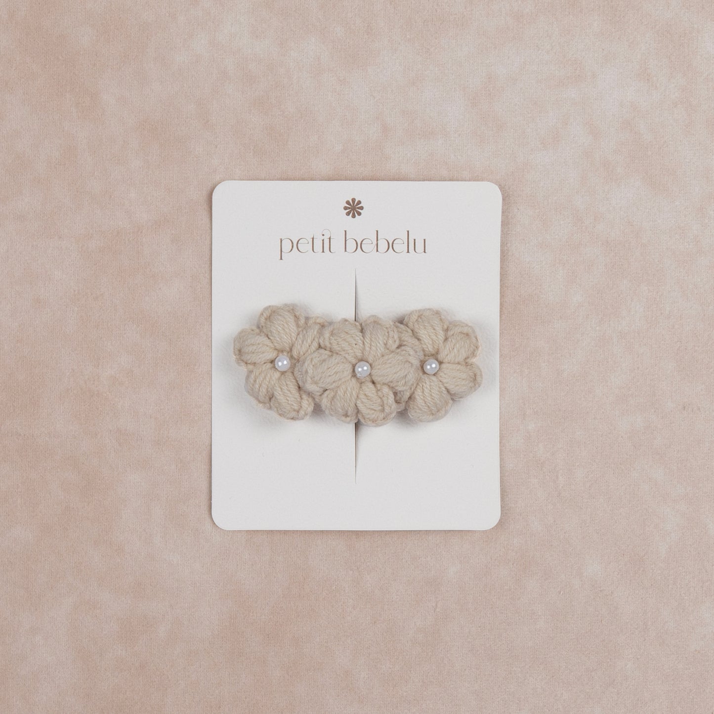 trio flower crochet hair clip | beige