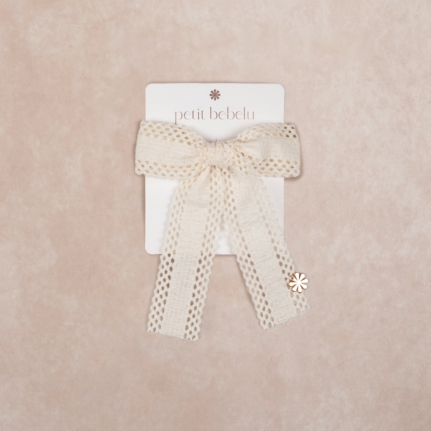 small lattice corduroy bow | ivory