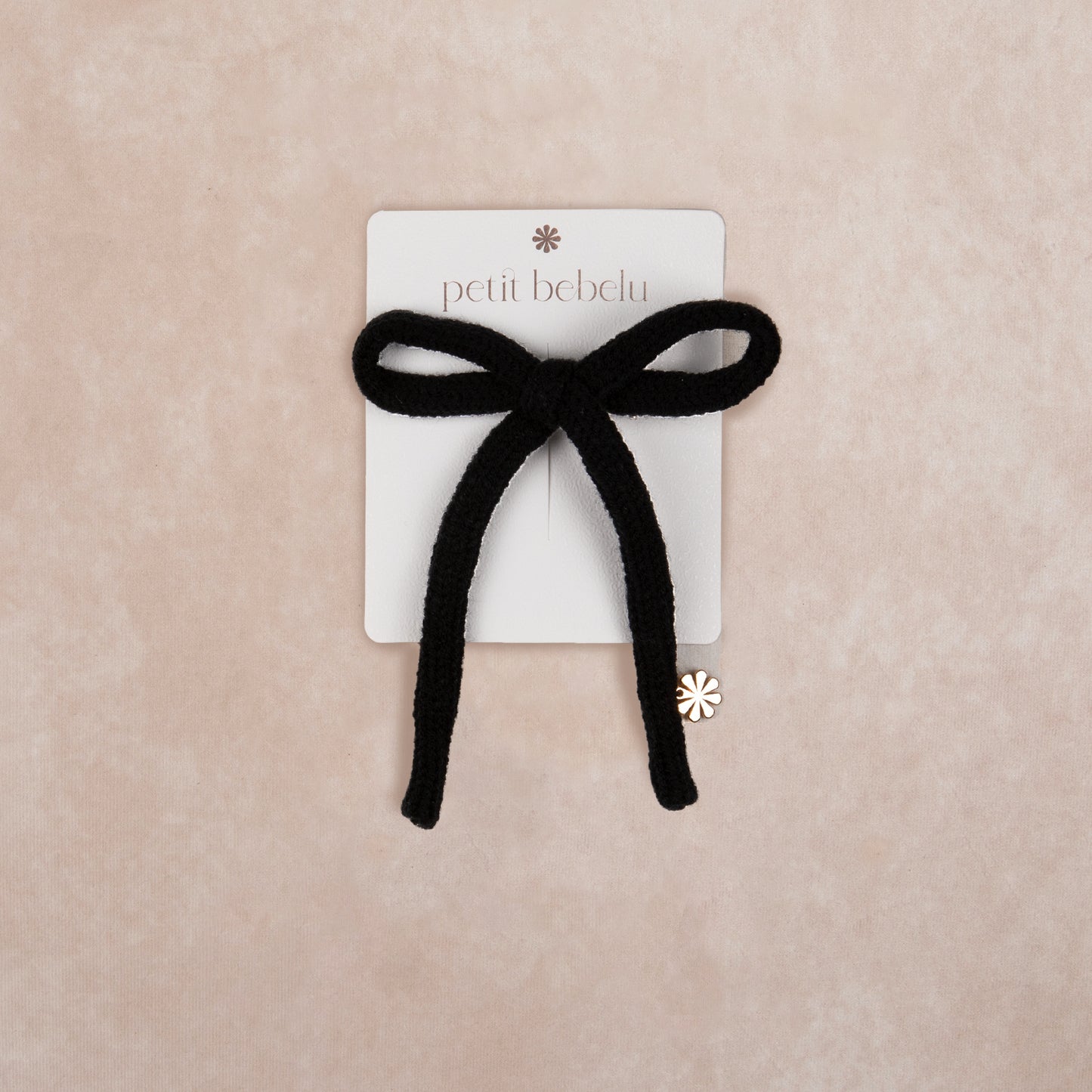 small knit bow | black
