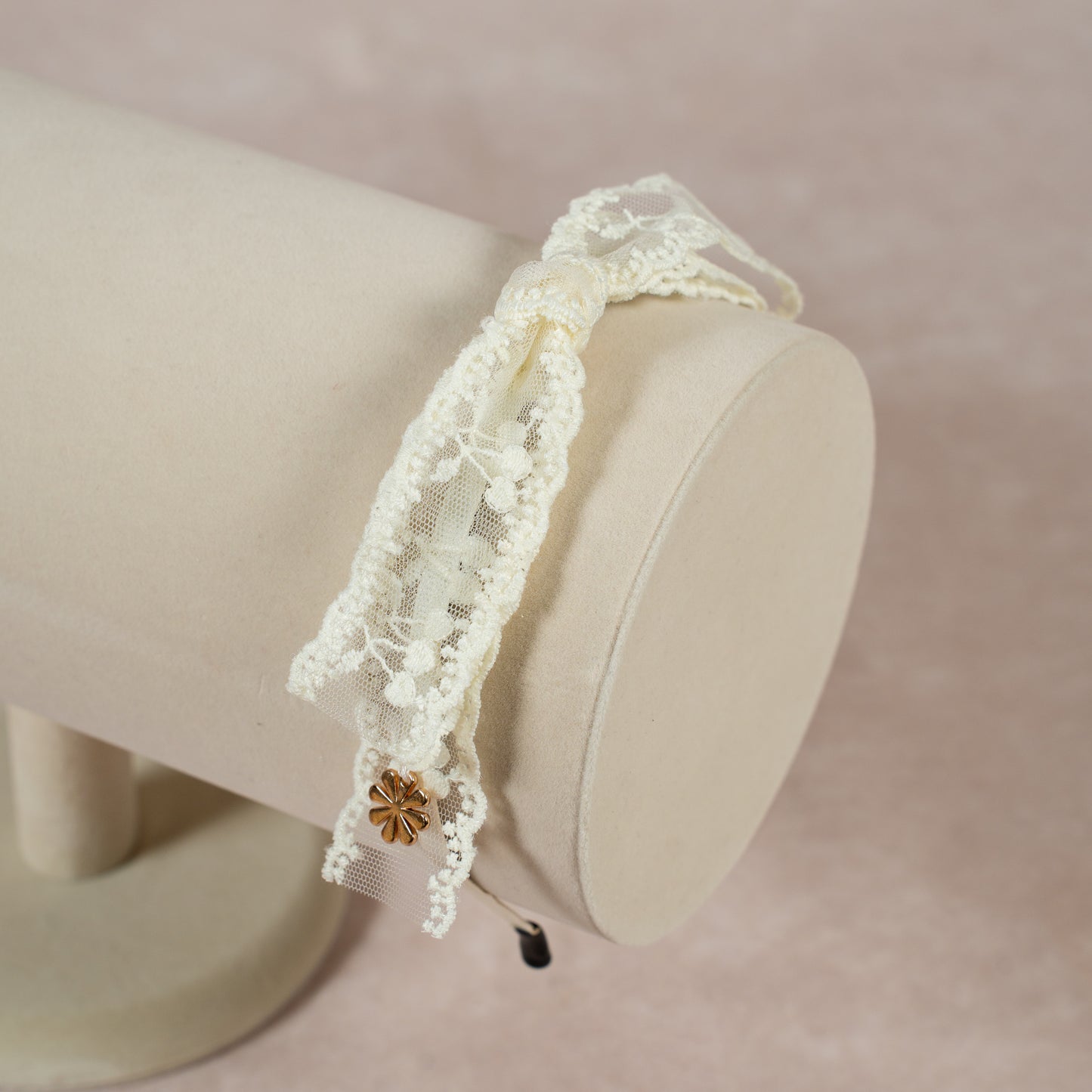 cherry bow headband | ivory