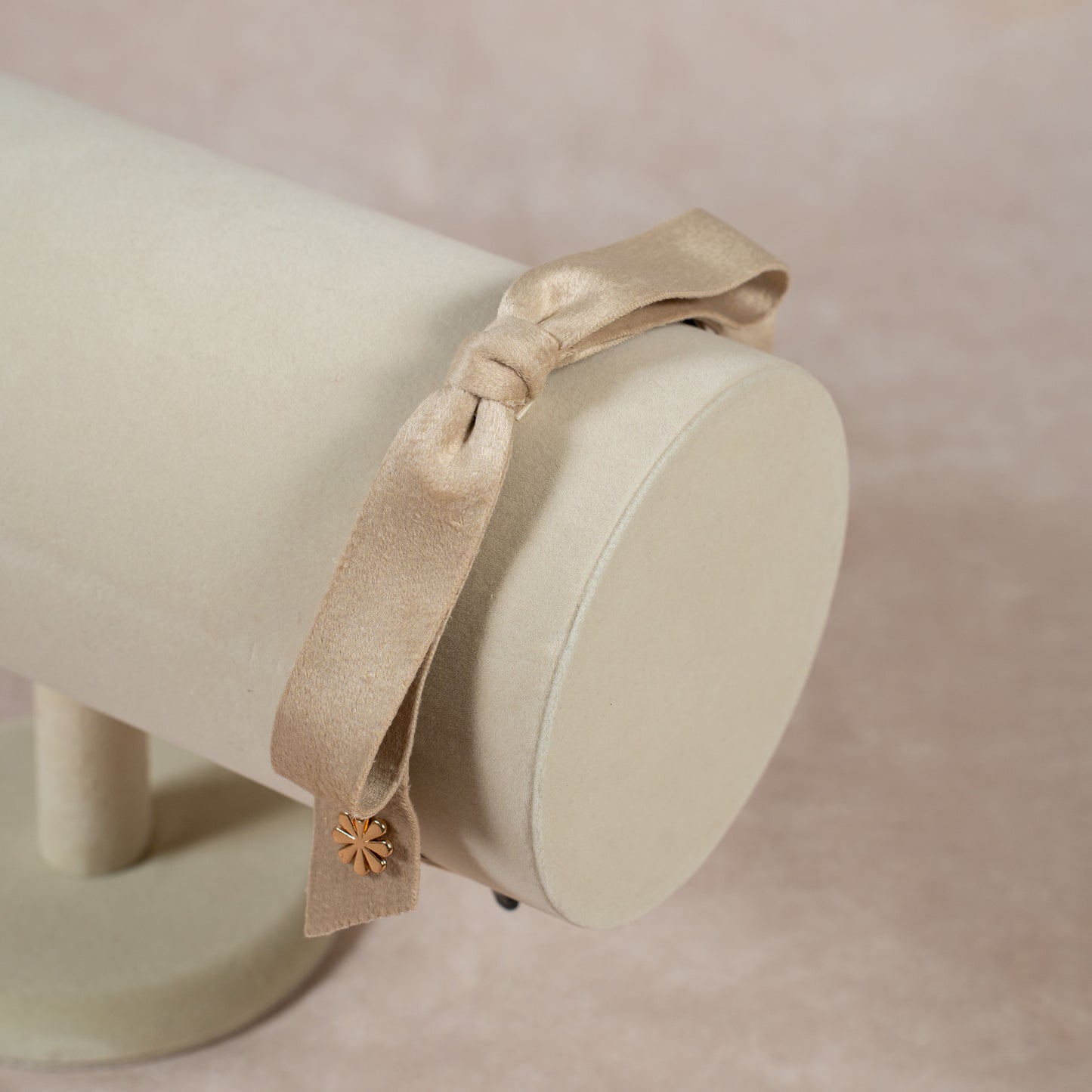 velvet bow headband | beige