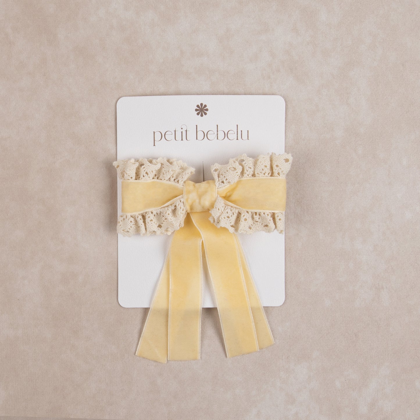 small velvet lace bow | cream