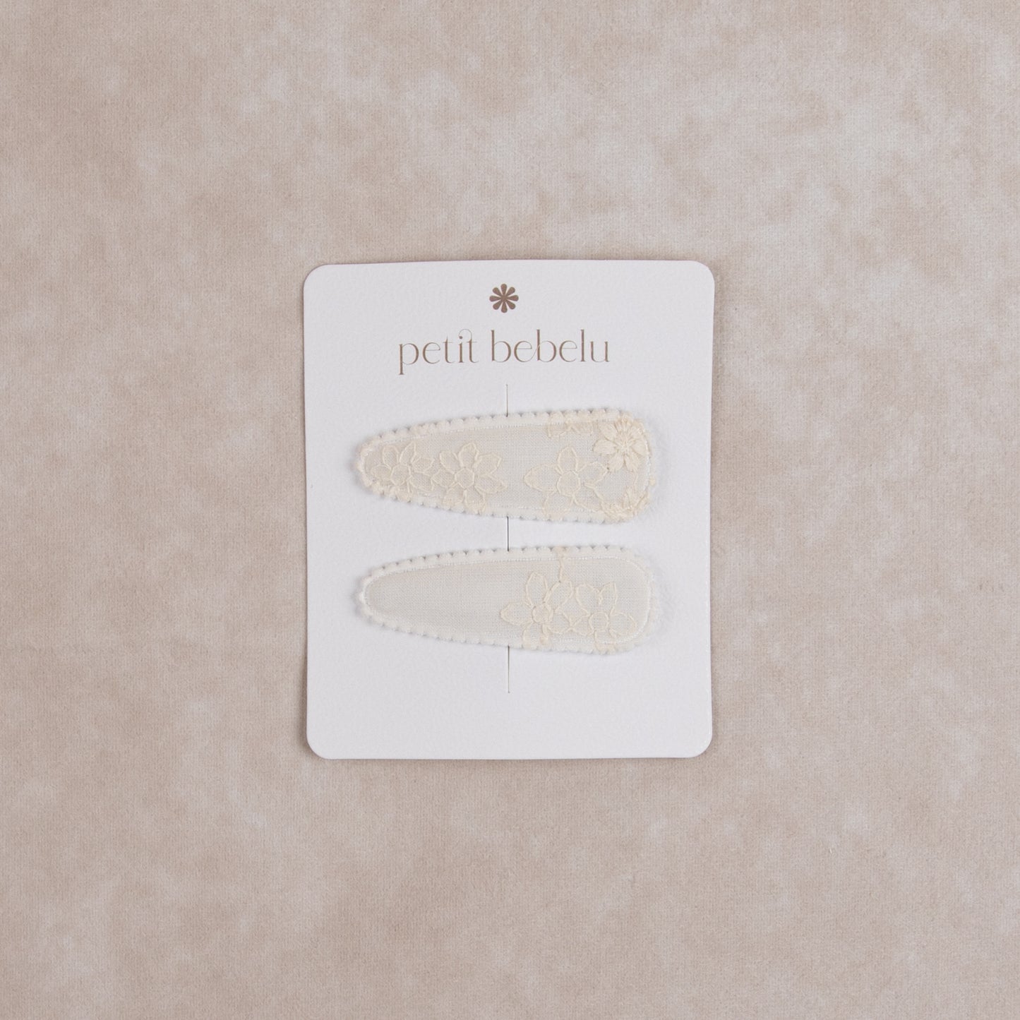 embroidered hair clip | ivory