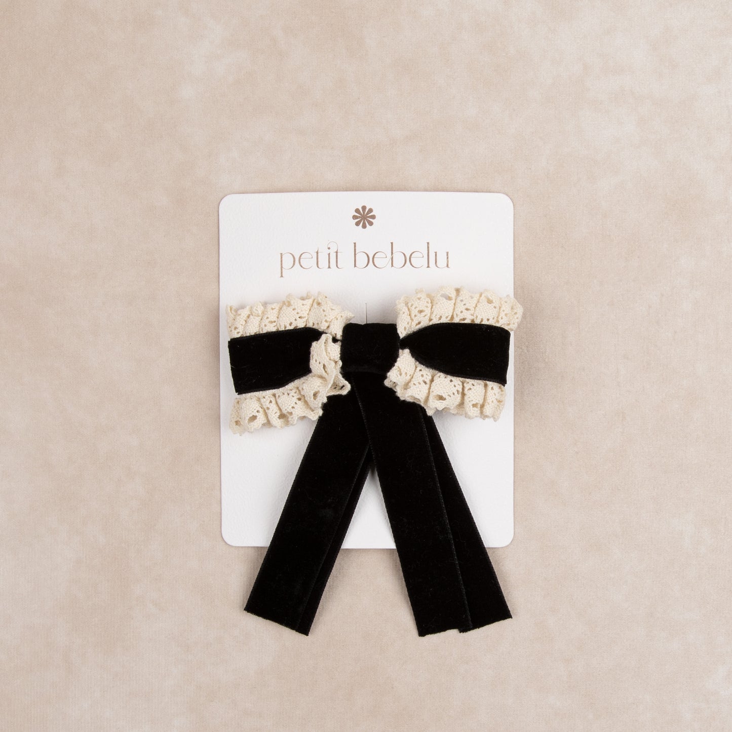 small velvet lace bow | black & cream
