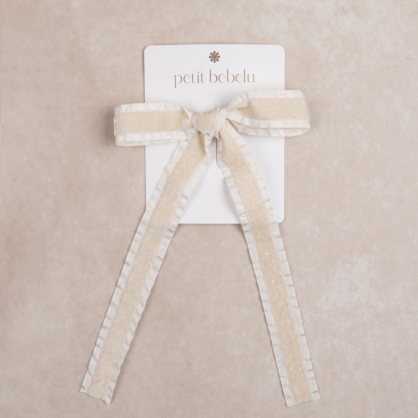 large velvet bow | cream