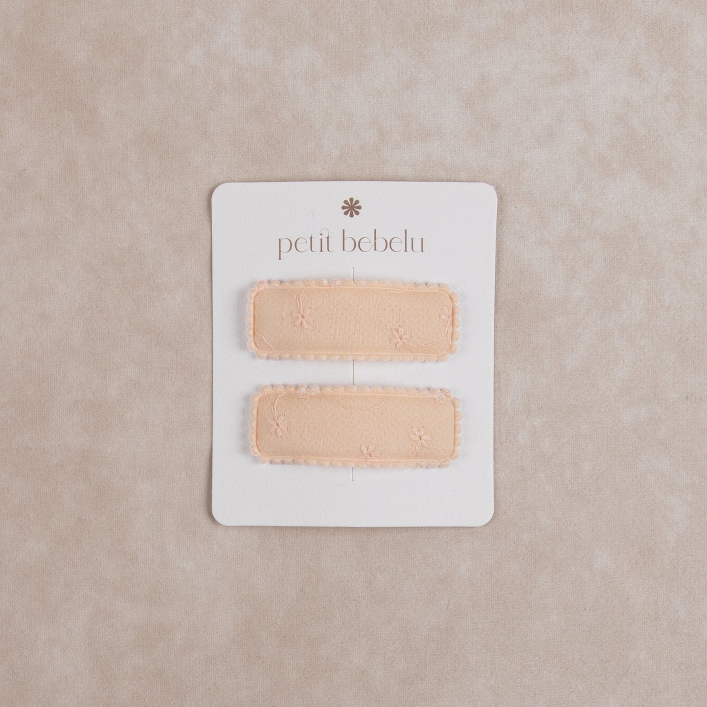 embroidered beret clip | peach