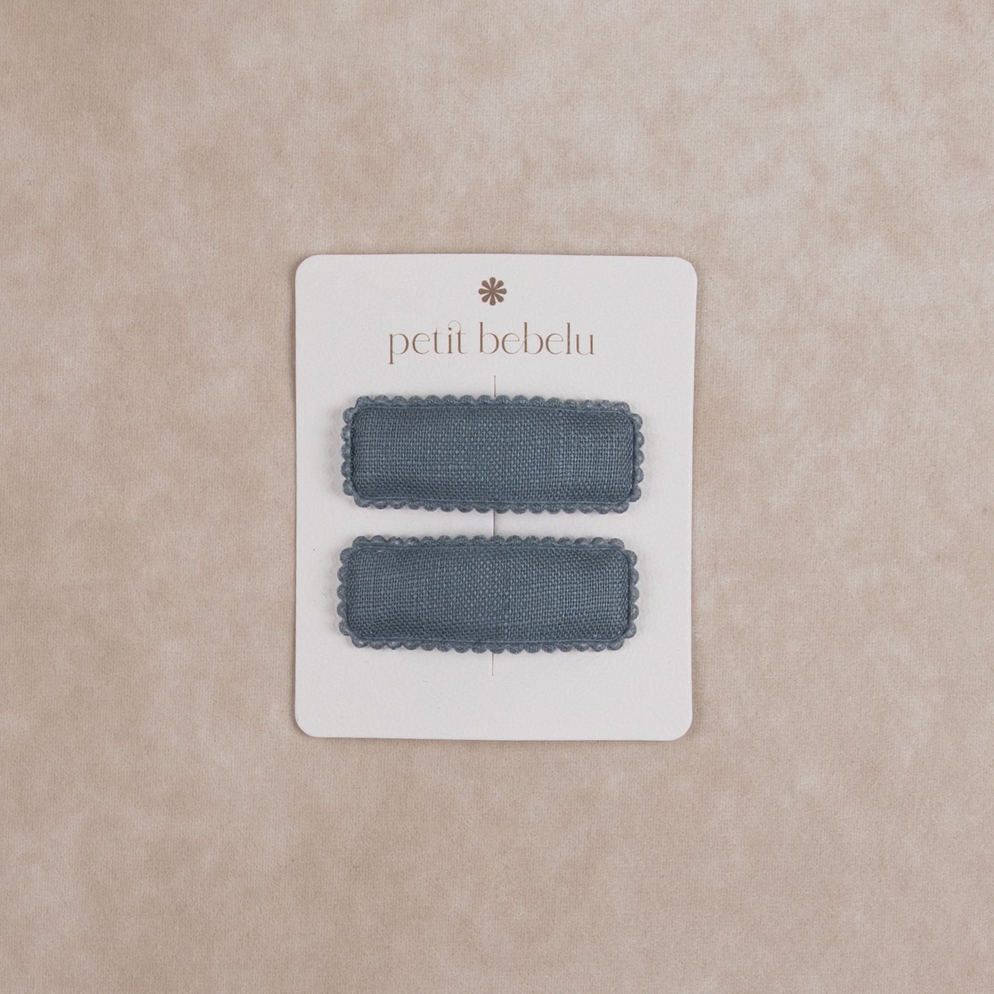 linen beret clip | blue
