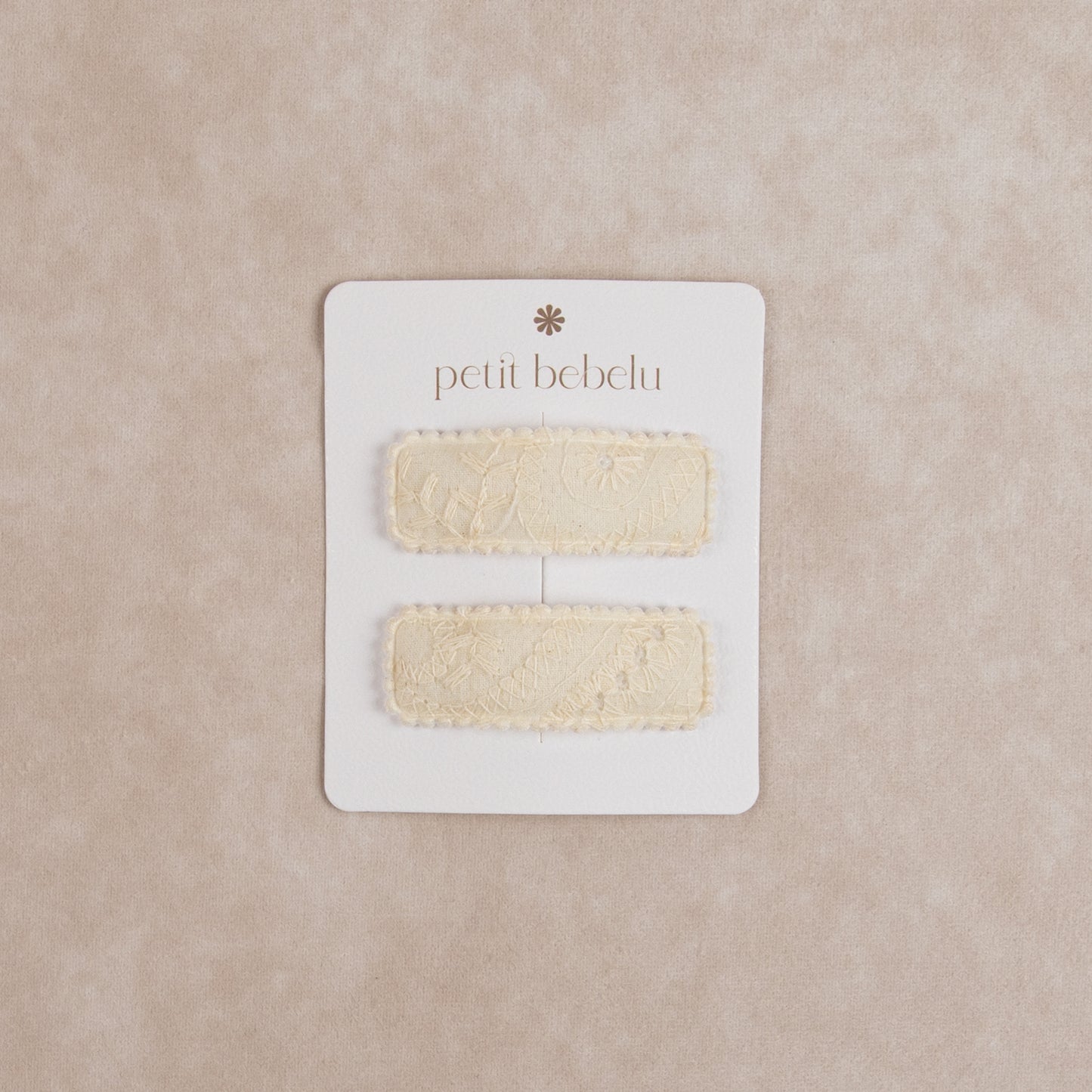 embroidered beret clip | ivory