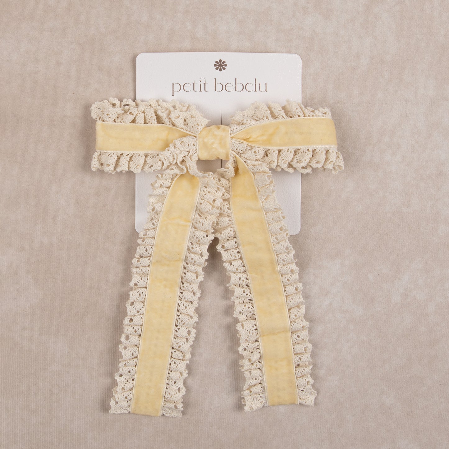 large velvet lace bow | cream