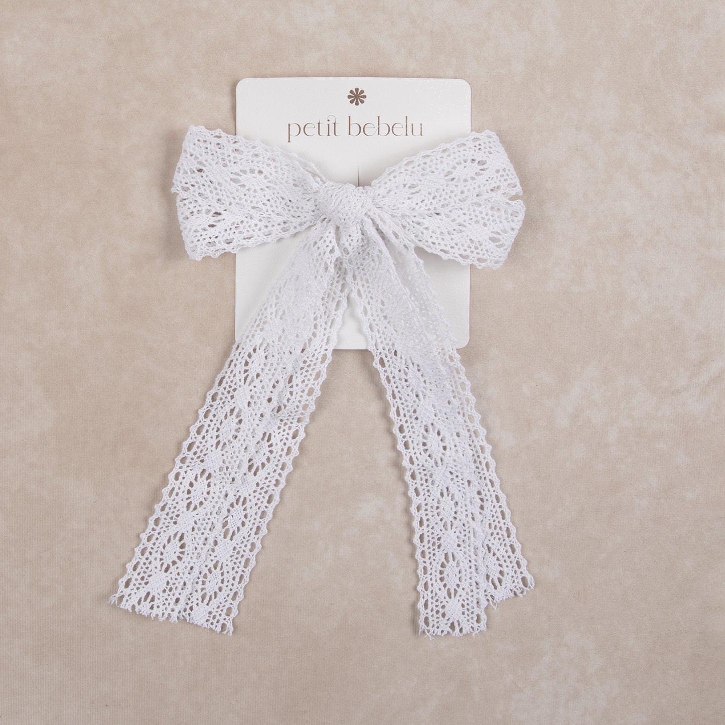 large double lace bow | white