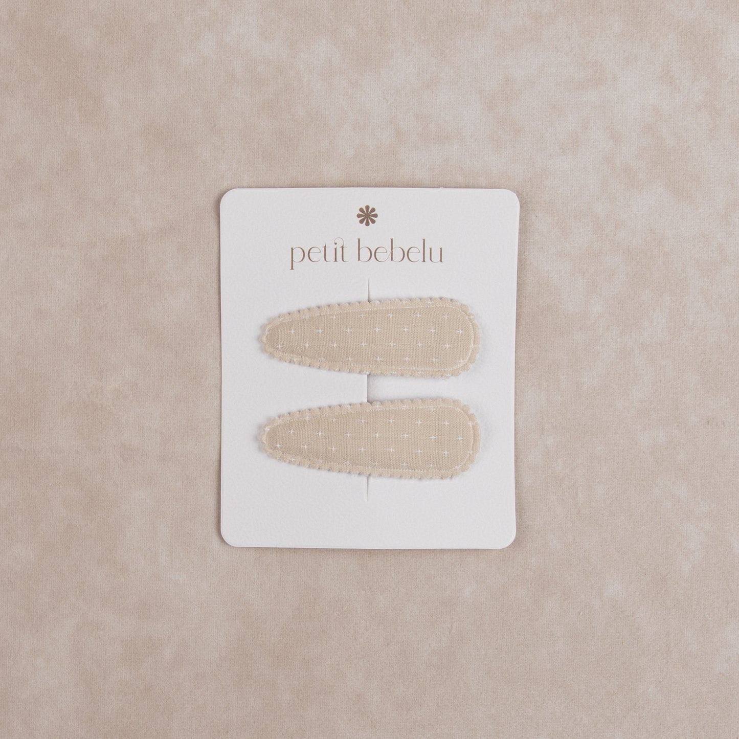 linen stitched hair clip | beige