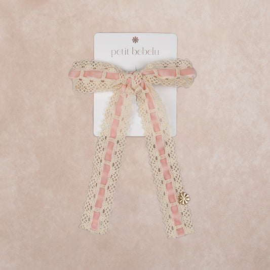 large velvet weaved bow | pink