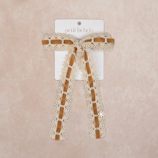 large velvet weaved bow | caramel