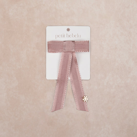 small satin scalloped bow | dusty rose