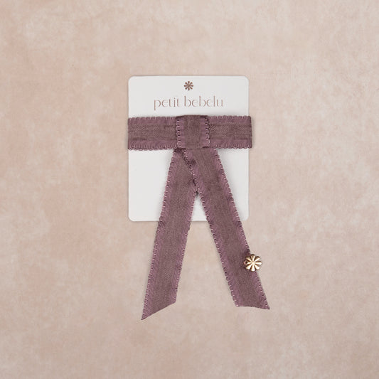 small satin scalloped bow | lilac