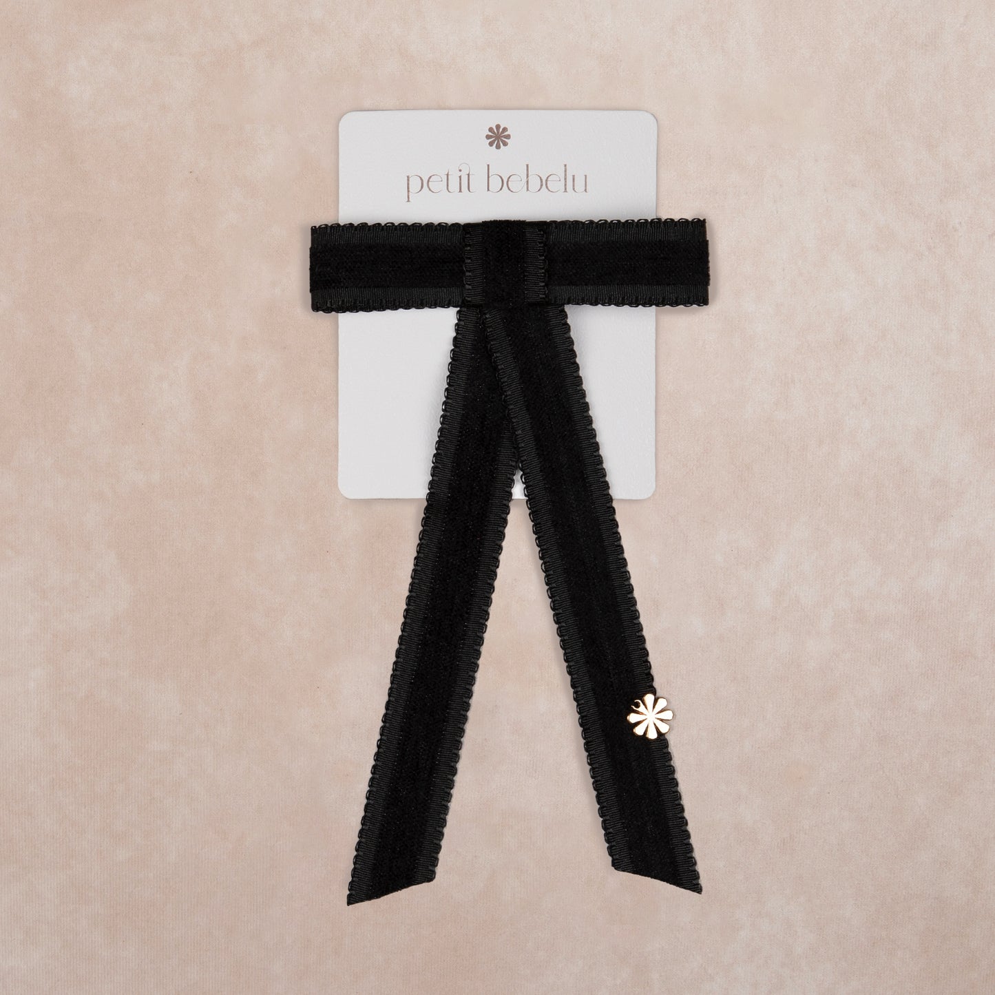 large satin scalloped bow | black