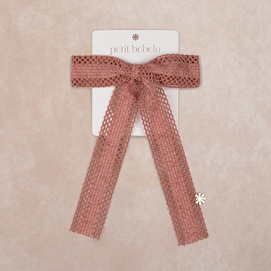 large lattice corduroy bow | mauve