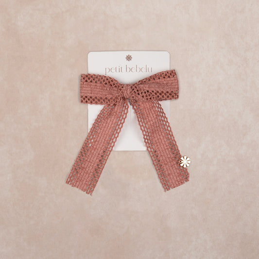 small lattice corduroy bow | mauve