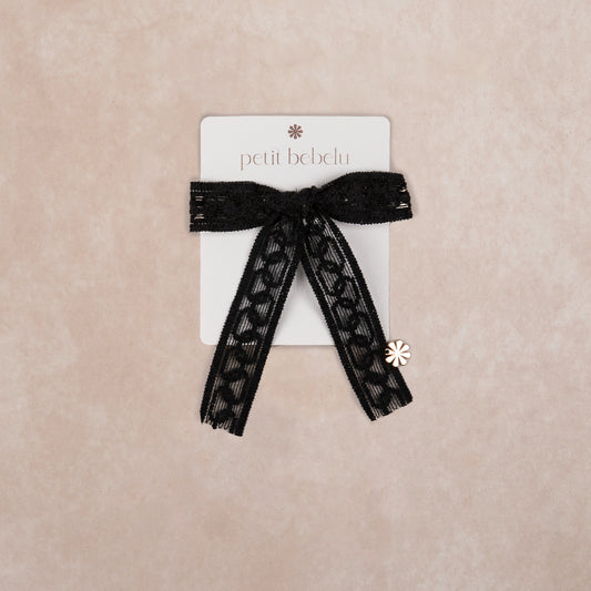 small corduroy link bow | black