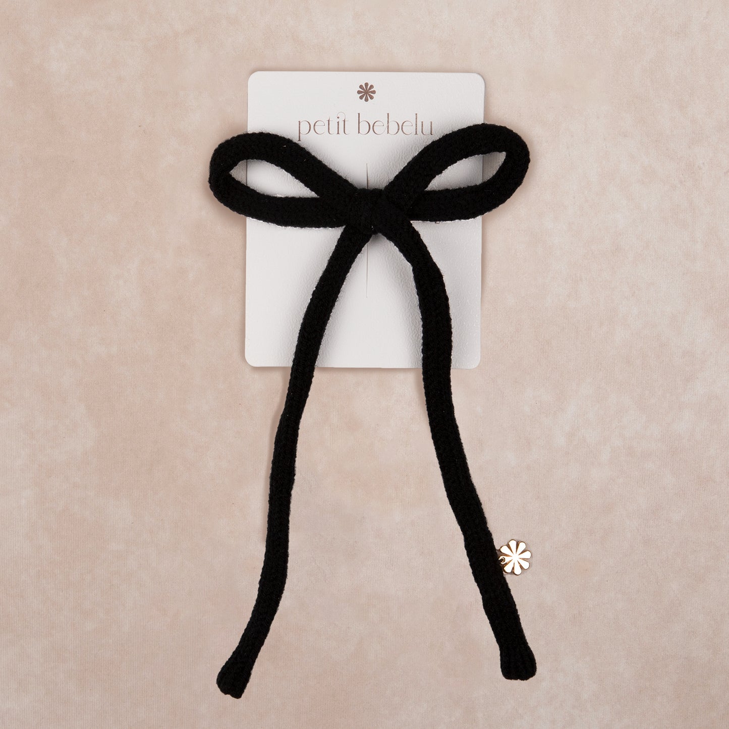 large knit bow | black