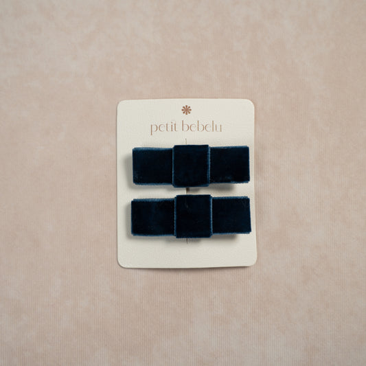 classic velvet mini bow | light navy
