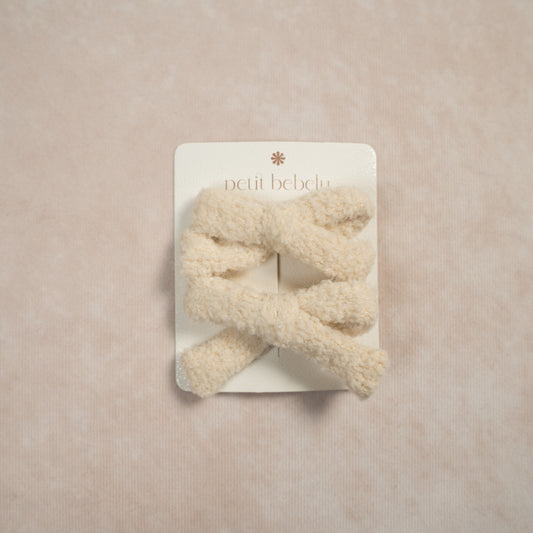 mini sherpa bow | ivory