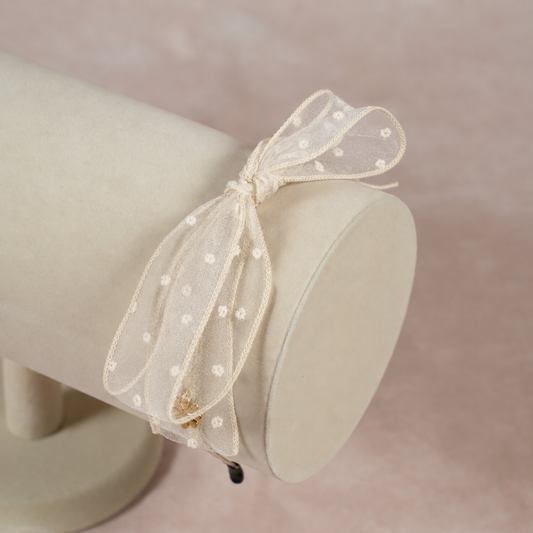 swiss dot bow headband | ivory