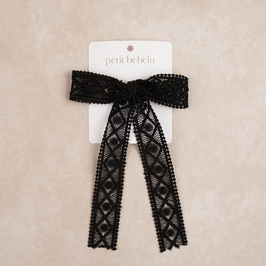 large diamond lace bow | black