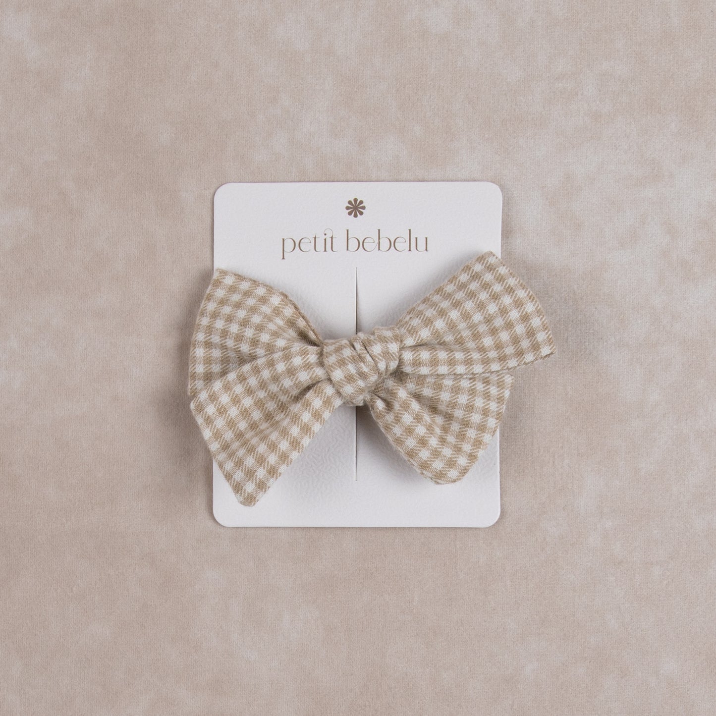 cotton gingham bow | beige