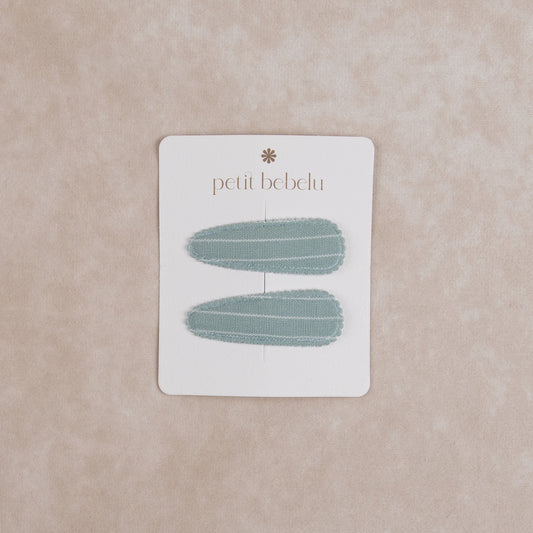 linen striped hair clip | blue