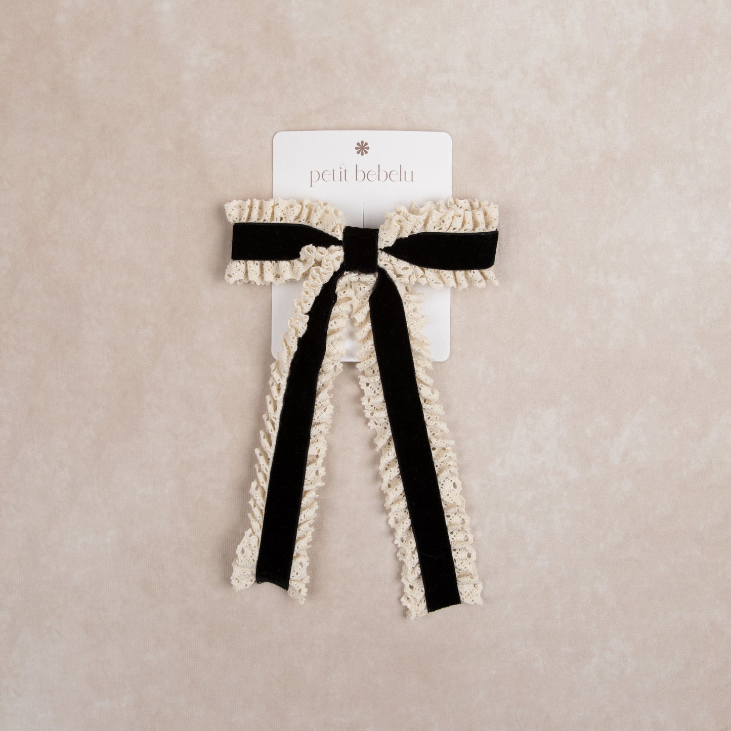 large velvet lace bow | black & cream