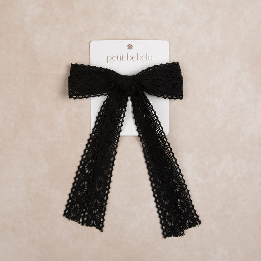 large double lace bow | black
