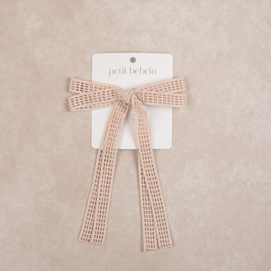 waffle lace bow | peach