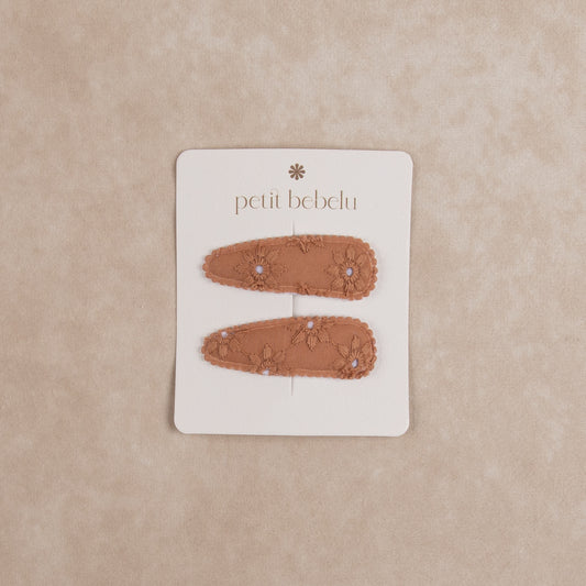 embroidered hair clip | mauve