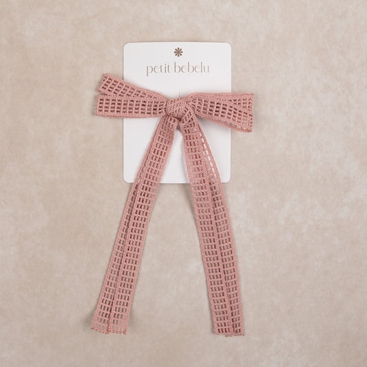 waffle lace bow | pink