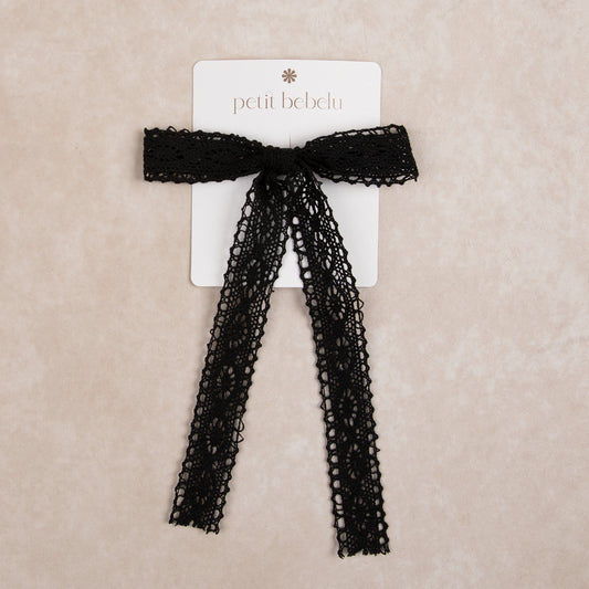 large lace bow | black