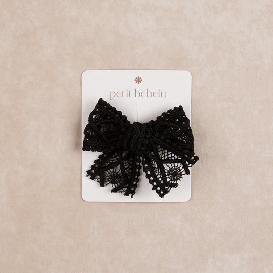 mini lace bow | black