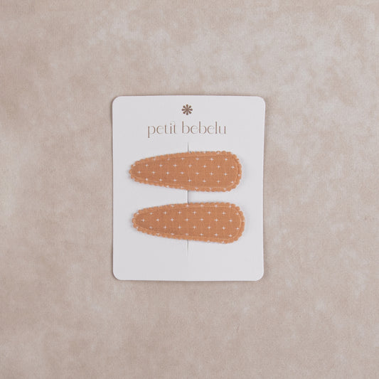 linen stitched hair clip | copper rose